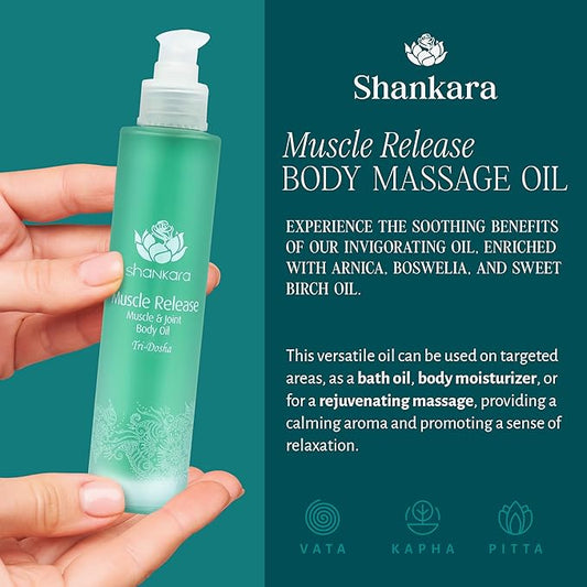 Shankara Body Warming Massage Oil - Muscle Release Oil - with Arnica, Boswellia, Lavender, Turmeric, Aloe Vera & Sweet Birch (100 ml)