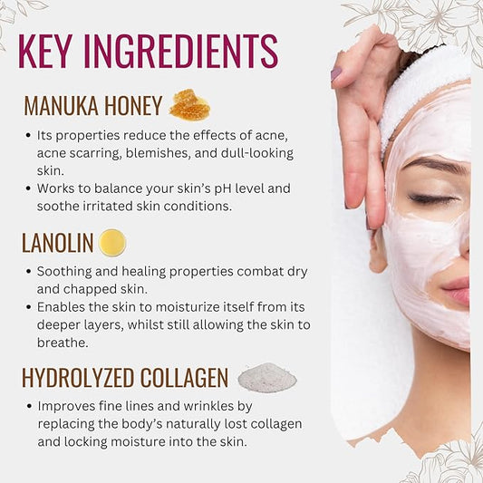 Manuka Lane Luxury Moisturizing Day Cream The Ultimate Skin Moisturizer with real New Zealand Manuka Honey, Hydrolyzed Collagen, and skin-enriching Lanolin