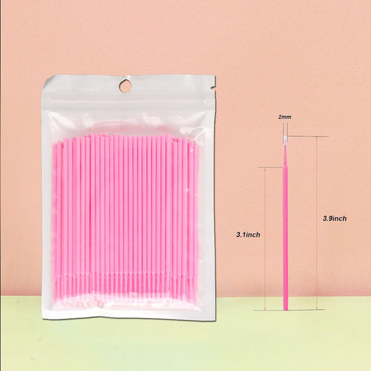 600PCS Microswabs for Eyelash Extensions,Disposable Micro Applicators Brush for Cleaning and Applying Make-up Pink (Head Diameter: 2.0mm)
