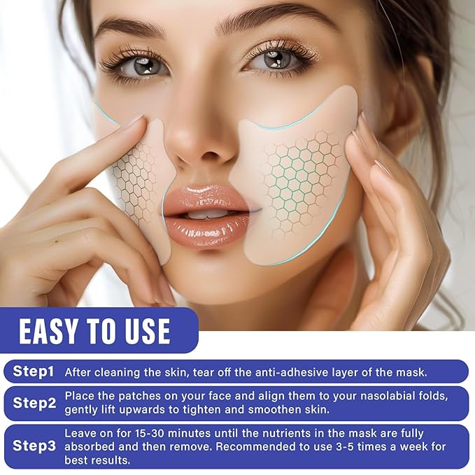 Smile Line Patches, 16PCS Anti Wrinkle Patches, the Smile Lines Treatment for Fine Wrinkles between Eyes and Face