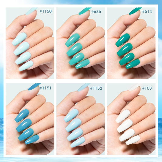 GELLEN Teal Regular Nail Polish Non Gel, Fast Air Drying Mint Turquoise Nail Polish No UV Light Needed Spring Summer 6 Colors Blue Green Set for Women Girls Manicure Home Salon, Hema Free, 0.33 Fl.Oz