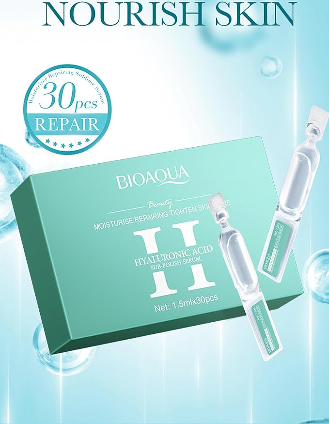 30PCS Ultra Hydrating Serum for Face, Hyaluronic Acid Serum Tubes, Hydrating, Smoother Skin, Anti-Aging serum for All Skin Tyes, Travel-Size Single-Use Vials Skincare(1.52 Fl Oz (Pack of 1))