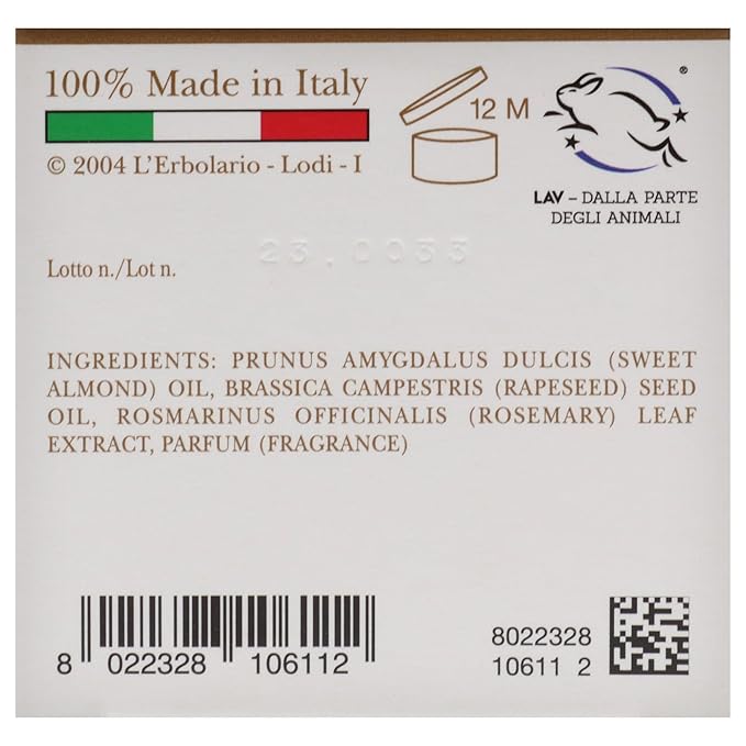 L'Erbolario - Almond Massage Oil - Helps Against Fine Lines and Loss of Tone - Perfect for Sensitive or Delicate Skin - Moisturizing, Nourishing and Toning Properties - Amber Fragrance, 4.2 oz