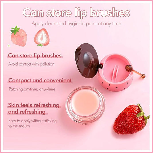 4 PCS Bee Lip Balm Lip Mask Honey Pot, Honey Strawberry Watermelon Apple Moisturizing Sleeping Lip Mask Overnight with Sticks, Lip Balm Exfoliating Prevention Dry and Crack Lip Scrubs