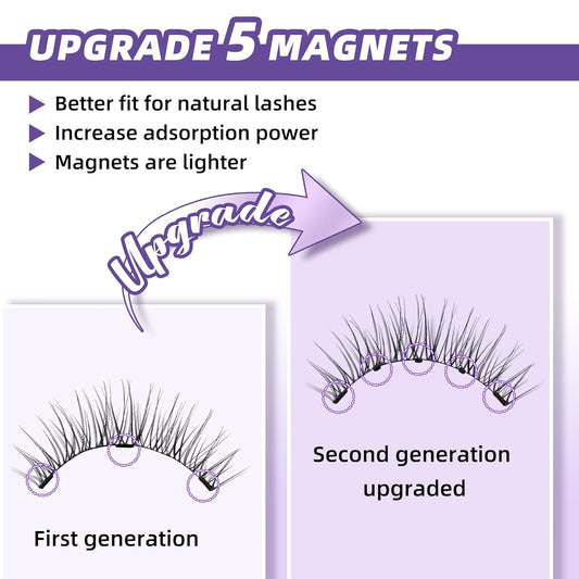 B&Qaugen Magnetic Eyelashes with Applicator Lashes Reusable Glue-Free Natural Look Cluster Kit Easy to Wear and Remove(M03)