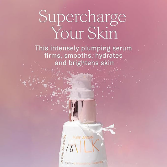 Josie Maran Argan Milk For All - 3-Piece Ritual Includes Intensive Hydrating Treatment, Accelerated Renewal Drops and Intense Hyration Night Cream (3 Count)