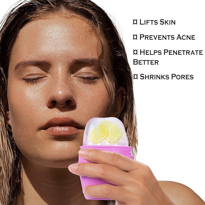 Ice Face Roller, Silicone Ice Roller for Face to Tighten and Lift Skin, Face & Eye Puffiness Relief, Reusable Facial Ice Mold for Neck to Enhance Natural Glow, Skin Care for Women Beauty