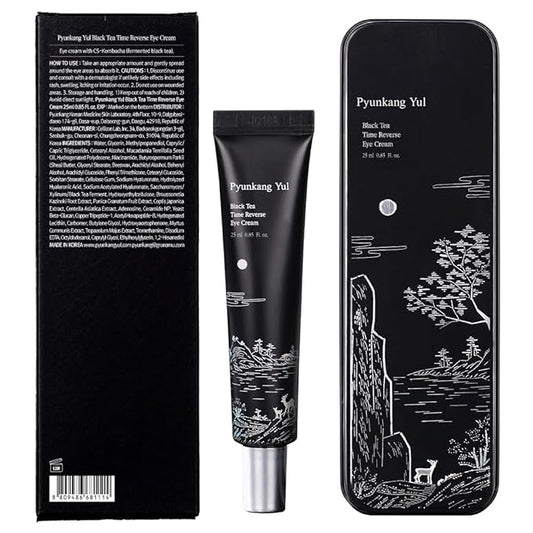 PYUNKANG YUL Black Tea Time Reverse Eye Cream, Luxurious Firming, Hyaluronic Acids, Ceramide Rich Nourishment, Moisture Barrier and Peptides Increasing Skin Elasticity, Fermented Black Tea 0.85 fl.oz.