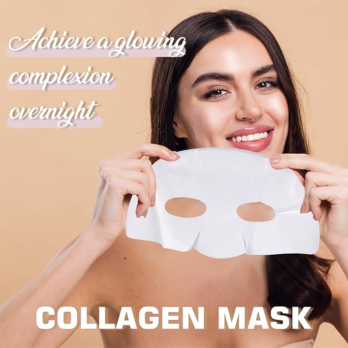 Micromolecular Real Collagen Overnight Mask 10 EA | 1,680,000 PPB Micro Hydrogel Collagen Face Mask | Ampoule Essence + Collagen Mask Set for Deep Hydration & Radiance