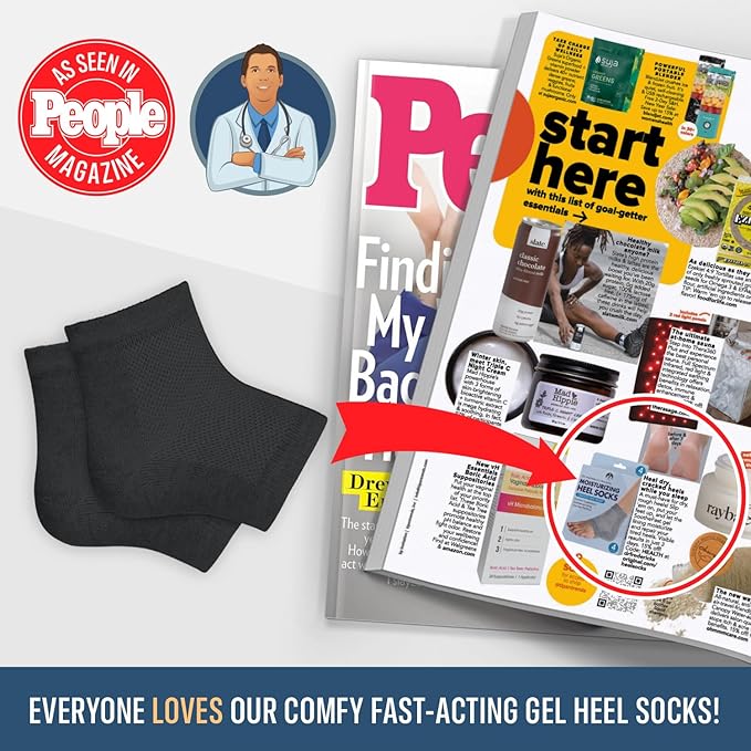 Dr. Frederick's Original Moisturizing Heel Socks for Cracked Heel Treatment - 2 Pairs - Socks for Dry Feet - Cracked Skin Repair & Overnight Hydration - Foot Care for Women & Men - Argan Oil