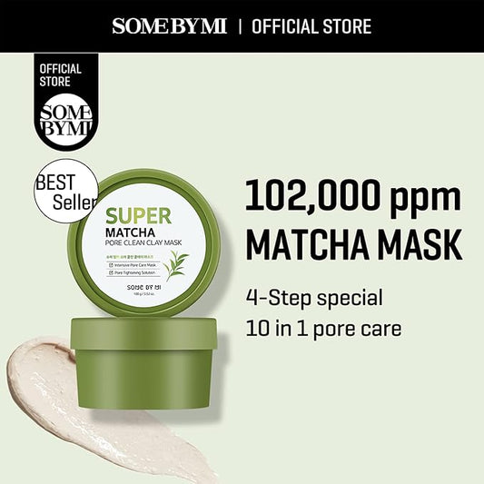 SOME BY MI Super Matcha Pore Clean Clay Mask - 3.52Oz, 100g - Made from Match Water for Sensitive Skin - Skin Moisturizing Effect with Sebum and Pore Care - Korean Skin Care