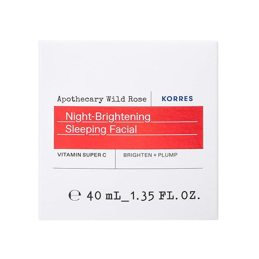 KORRES Wild Rose Skin Brightening Night Cream, Hydrating Face Moisturizer with Vitamin C, Hyaluronic Acid and Turmeric Extract, Overnight Facial Cream for Women with Tired, Depleted Skin, 40 ml