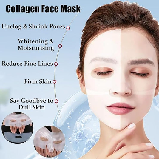 Deep Collagen Anti Wrinkle Lifting Mask, Collagen Mask, Deep Hydrating Firming Overnight Hydrogel Mask, Pore Minimizing, Elasticity Improvement(10PCS)