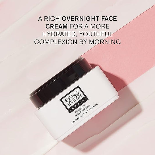 Erno Laszlo Phelityl Night Cream, Non-Greasy Night Moisturizer for Face and Neck, Re-Hydrate to a Youthful Skin Tone and Complexion Overnight, 1.7 Fl Oz