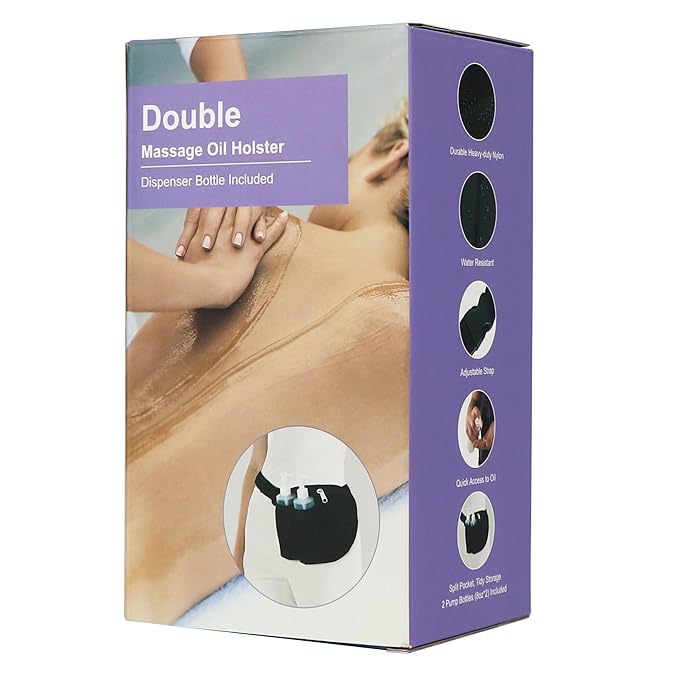 Master Massage Double Bottle Massage Oil Holster - Adjustable Cream & Lotion Bag Kit - Incl. Two 8 Oz Refillable Pump Dispenser