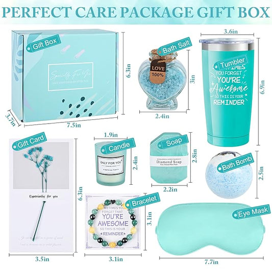 FRAMICS Spa Gifts for Women, Relaxing Spa Gift Baskets, 8-Piece Blue Set
