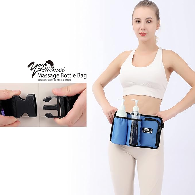 Massage Bottle Bag Massage Therapist Holster Massage Lotion Holster Massage Oil Holster(YR-3KD-Blue)