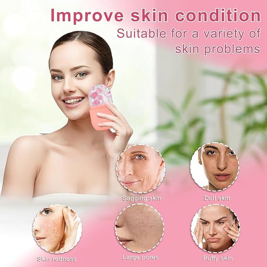 Ice Facial Roller Ice Massage Cup for Face Eye Cold Massage (Pink)