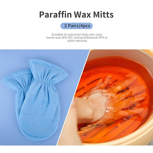 Segbeauty 4pcs Paraffin Wax Gloves, Thick Paraffin Heated Hand SPA Mittens, Gloves for Hot Wax Hand thera-py Bath Paraffin Thermal treat-ment SPA Wax Warmer Paraffin Wax Machine Blue