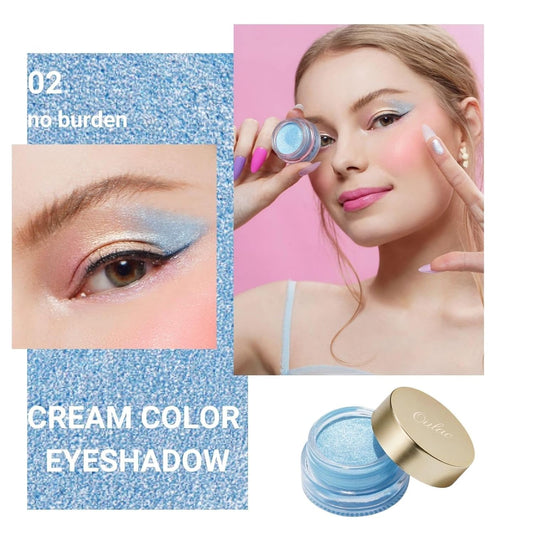 Oulac Blue Cream Eyeshadow also for Highlighter Large Capacity Highly Pigmented Eye Shadow Waterproof &Long Lasting with Moisturizing Formula. Shimmer Glitter Eye Makeup. 6g.(02)