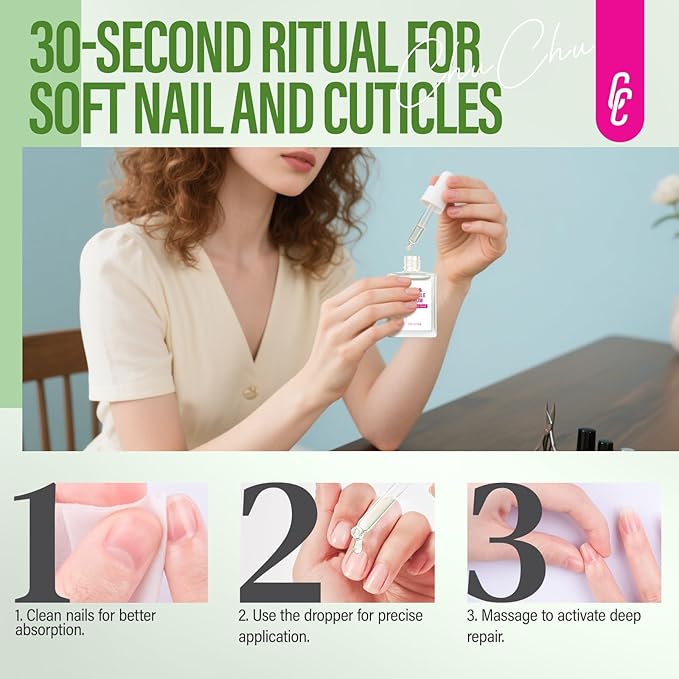 CHUCHU Nail Repair and Growth Serum: Natural Plant Strengthening Serum with Aloe Vera Scent - Nail Cuticle Care for Women Men Home Salon Gift