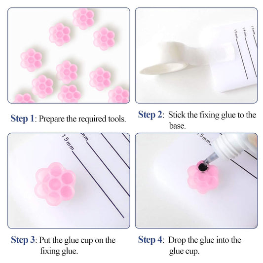 Fenshine 100 PCS Eyelash Extension Glue Holder Flower Shape Cup Plastic Glue Pallet Pad with a Roll for Eyelash Extension Supply