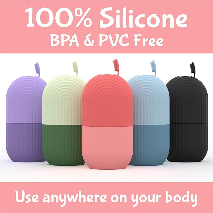 Ice Face Roller - Perfectly shaped for Face, Body, and Under Eyes - Ice Mold for Face Easy Handheld Design - Food-Grade Silicone material - Pamper Yourself with Ice - Facial Beauty Ice Roller (Pink)