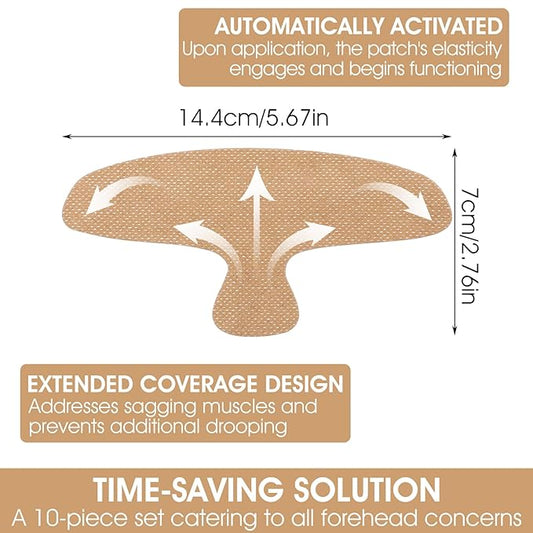 10pcs Forehead Wrinkle Patches, Anti Wrinkle Facial Patches for Forehead Fine Lines, Precut Face Patches Overnight to Smoothing Forehead Wrinkles, 11 Lines, Frown Lines & Wrinkles Treatment