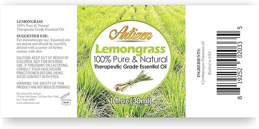Artizen Oils - 30ml Lemongrass Essential Oil, Pure Lemongrass Oil - 1 Fluid Ounce