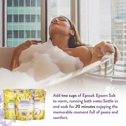 Epsom Salt for Soaking, 9 lb Scented Bath Salts for Women, Lavender & Eucalyptus & Coconut, Epsom Salt Bulk Bath Spa Set Gifts for Women, Mother's Day Gifts, 3lb (Pack of 3)