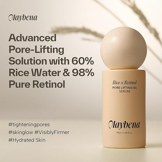 Rice x Retinol Pore Lifting Serum 40ml - 60% Rice Water, 98% Pure Retinol for Pore Tightening, Wrinkle Reduction, and Skin Firming - for Pore Improvement and Skin Hydration