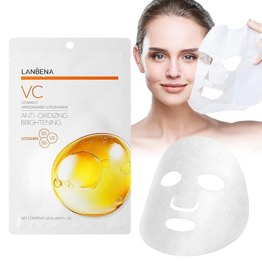 LANBENA VITAMIN C Hydrating Sheet Masks Brightening Firming Anti Aging - Overynight Hydrating Face Mask for All Skin Types Moisturizing Spa Skincare -1 Pack