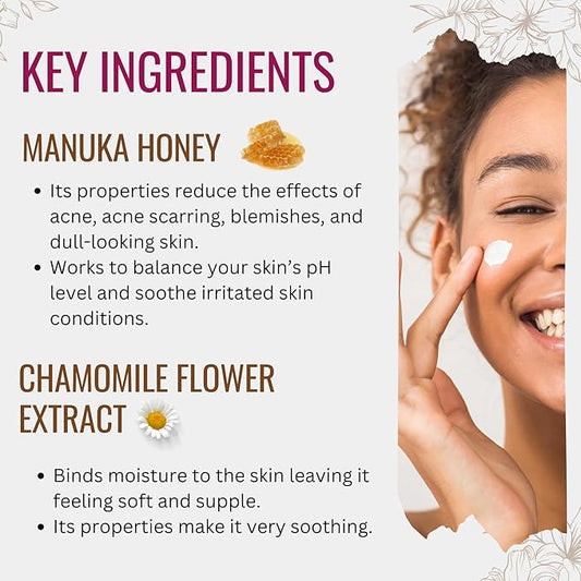 Hyaluronic Acid Serum for Face and Neck with Collagen, Manuka Honey & Chamomile Flower Extract | Plant Based Formula | Carefully formulated to keep your skin young and healthy!