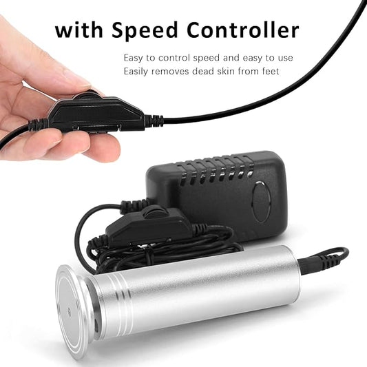Upgraded Electric Foot Callus Remover 0-1200rpm, Professional Electric Pedicure Tools Foot Filer Sander for Dead Skin Cracked Heels, Adjustable Speed, 60 Replaceable Sandpaper Discs, FCR-2 Silver