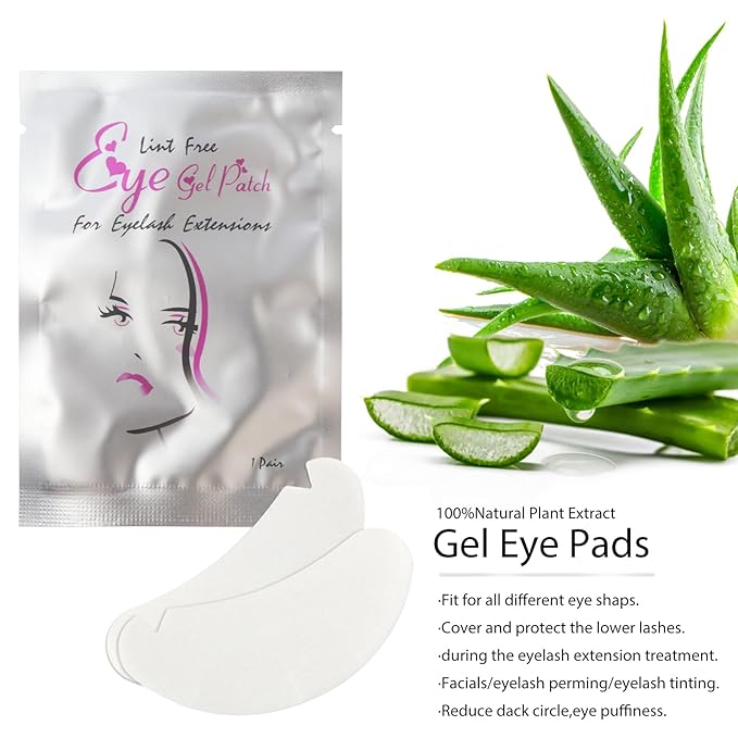 V-Shape Under Eye Pads, Eyelash Extension Natural Hydrogel Patch Lash Gel Pad for Extensions supplies, Professionals Beauty Makeup Mask Kit (Silver)
