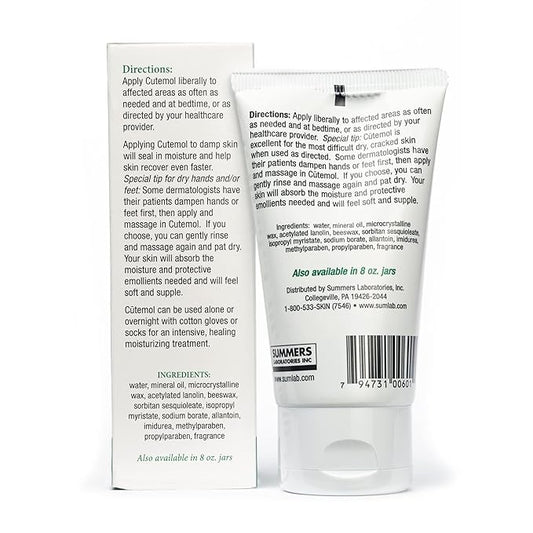 Cutemol Emollient Moisturizing Cream - Serious Moisturizer Lotion Balm for Recovering Dry, Damaged Skin - Hydration for Cracked Hands and Feet, Eczema, Psoriasis, and Raw Skin (2 oz)