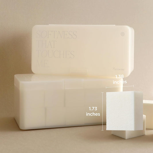 Piccasso Makeup Sponges for Foundation 20P – Latex Square Sponges for Face Makeup, Long-Lasting Sponges with Coating Surface, Ideal for High-Adherence & Hygienic Daily Use