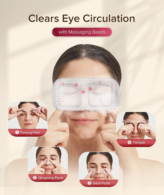 21 Packs Men's Steam Eye Mask, 3D Self Heated, Natural Cotton, Steam Eye Mask for Sleeping, Relaxation, Disposable, Spa, Travel Gifts for Women, Men