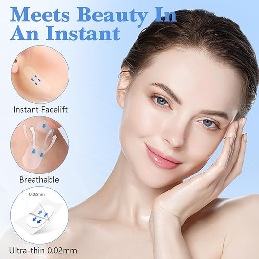 128 PCS Face Tape Lifting Invisible, Facel Lift Tape For Face Invisible Patch, Instant Face Tape for Jowls, Makeup Skin Face Lifting Tools For Double Chin Tape