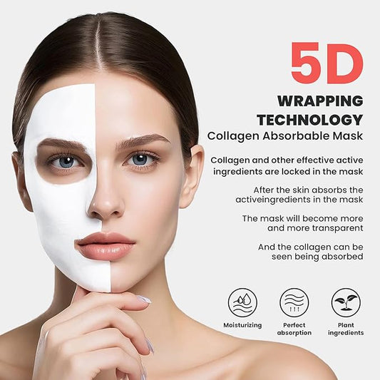 Dianzan Bio-Collagen Real Deep Mask,Overnight Hydrating Face Mask with Hyaluronic Acid & Collagen, Korean Formula for Dry, Sensitive Skin - Tightens Pores, Firms Skin, Reduces Fine Lines,35g x 4ea