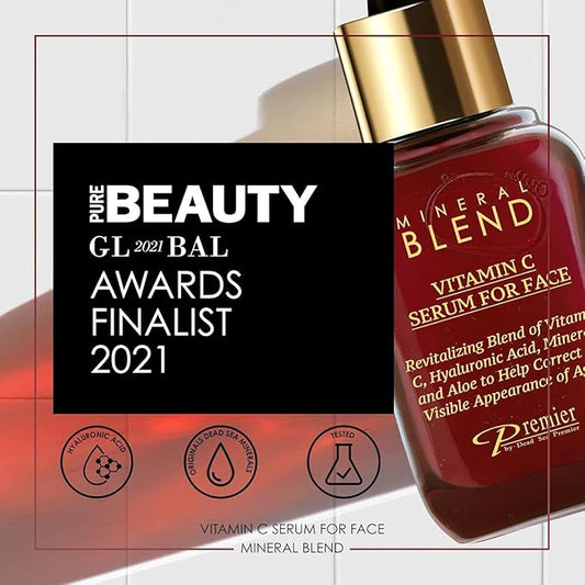 Vitamin C Serum for Face with Hyaluronic Acid & Rose Hips oil - Natural & Organic Anti Aging facial serum, Mineral Blend by Premier Dead Sea 1.7 Fl.Oz