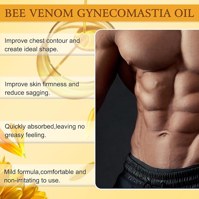Thermofirm Bee Venom Gynecomastia Oil, The Chest Muscles Bee Venom Oil, Advanced Bee Venom for Strengthen The Chest Muscles 2PCS