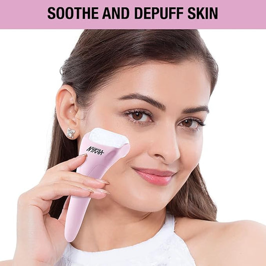 Nykaa Naturals Ice Roller Massage for Face Toning - Reduces Clogged Pores - Improves Absorption - Releases Neck Stiffness - Pink - 1 pc