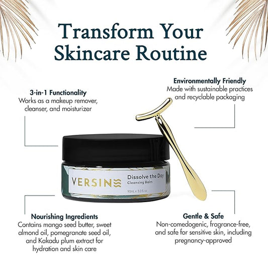 Versine Dissolve the Day Cleansing Balm, 3-in-1, Non-Stripping, No Fragrances, Colors or Irritants, OBGYN-Approved