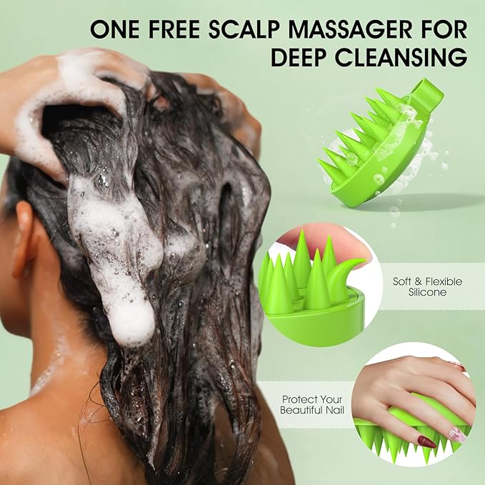 Scalp Scrub, Tea Tree Scalp Exfoliator Scrub Shampoo, 2-in-1 Scalp Treatment with Mint Oil, Hair Treatment to Clarify and Remove Build up with Silicone Scalp Massager, 10.6oz/300g