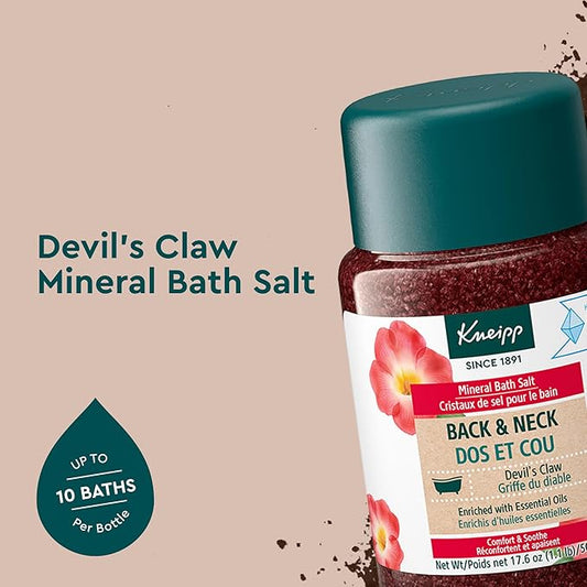 Kneipp Back & Neck Devils Claw Mineral Bath Salt - Soothe & Release Tension - 17.6 oz - Up to 10 Baths