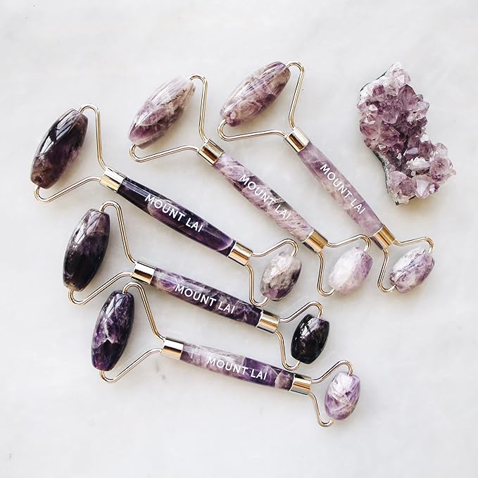 Mount Lai De-Puffing Amethyst Face Roller – The Stone of Tranquility, Facial Massager to Soothe, Calm & De-Puff Sensitive Skin, A Self-Care Ritual for Radiance
