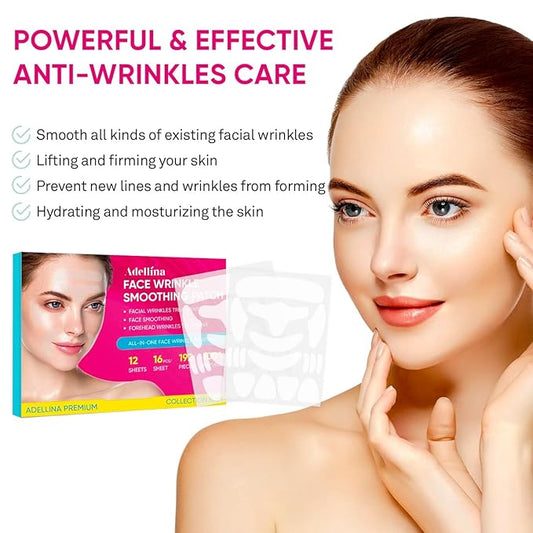(BUNDLE) Facial and Forehead Wrinkle Patches: Face Wrinkle Treatment for Forehead, Smile Line, Under Eye- Anti Wrinkle Patches