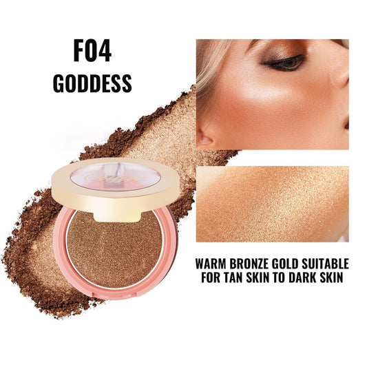 Oulac Blush Bronze Shimmer Powder 2 in 1|Creamy Texture Powdery Blush|Tanning Color Finish| High Pigmented&Buildable/Blendable | Vegan & Cruelty-Free| 4.8g F04 Goddess