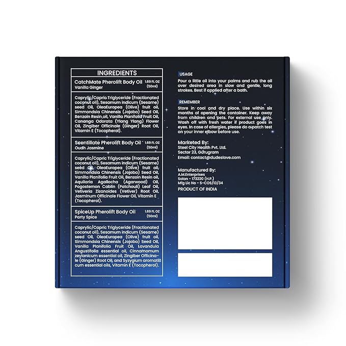 Dude's Love Pherolift Scented Shower Body Oil - 3 Unique Longlasting Fragrance Nourishing OIl | Light & Non-Greasy | Pack of 3-5.07 FL Oz (150ML)